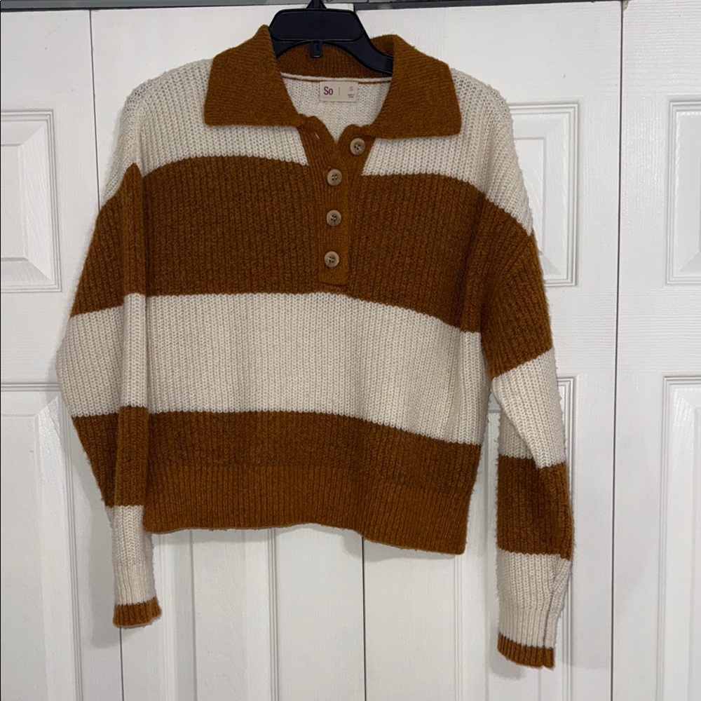 So Women's Striped Sweater - Brown and Cream
